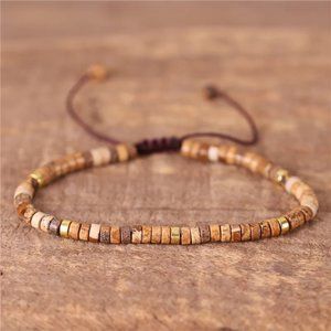 Picture Jasper 4mm Beads Handmade Healing Protection Dainty Women Bracelet Gifts